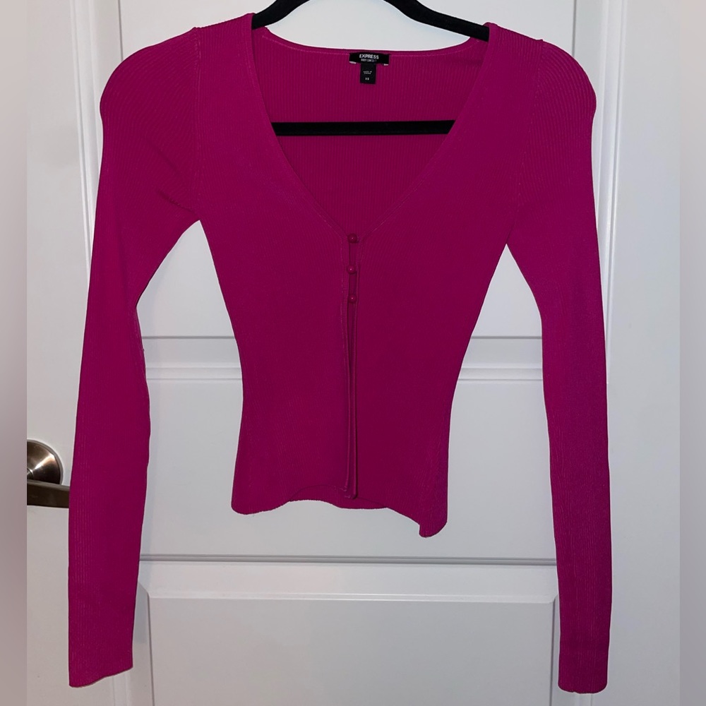 Express magenta tight button up cardigan